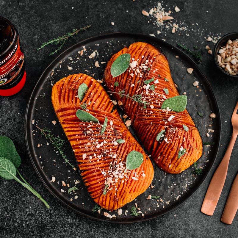 Hasselback butternut pompoen